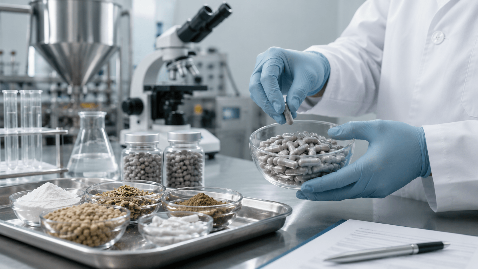 Raw material inspection and finished-product testing in a UK manufacturing facility